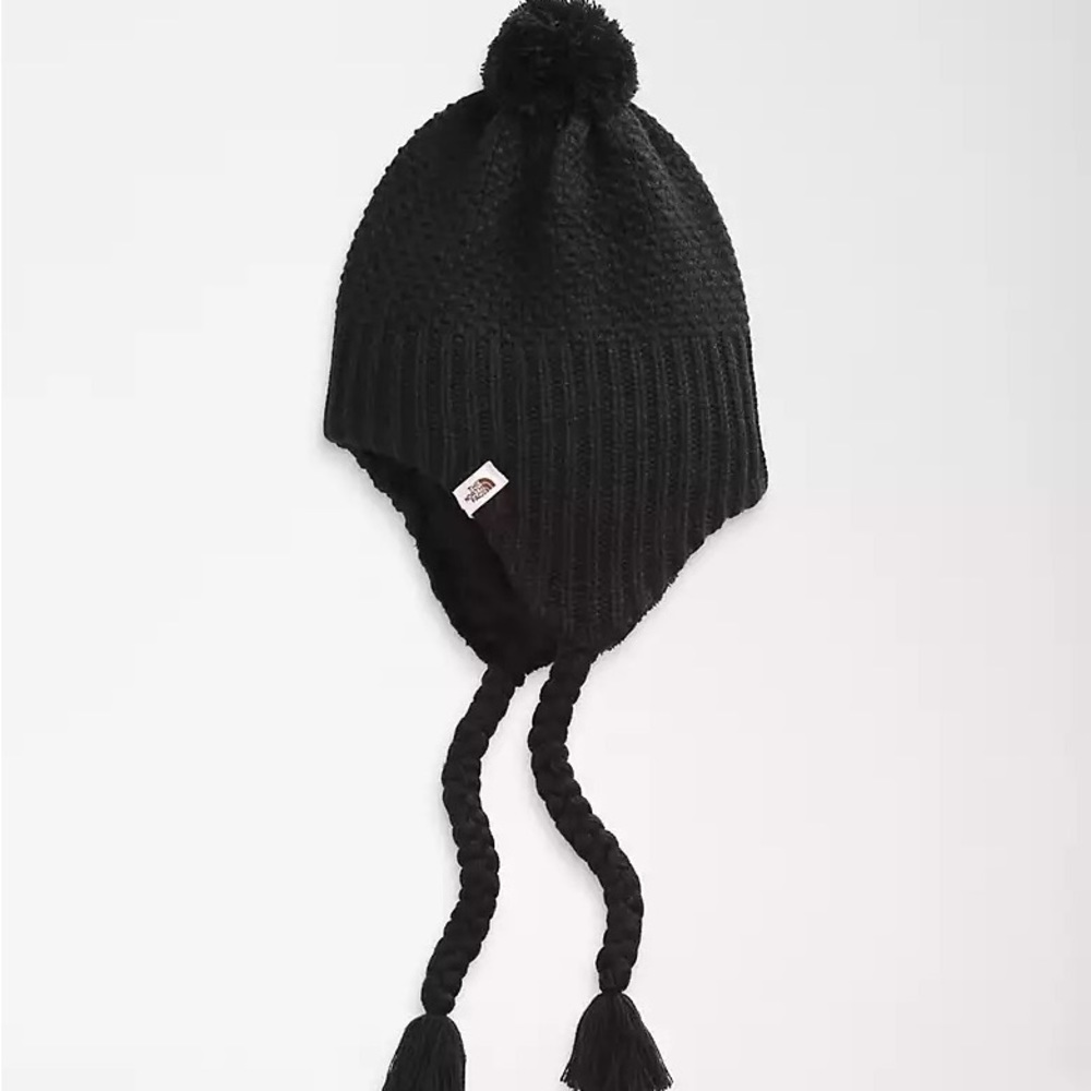 The north face women’s purrl stitch ear flap black beanie